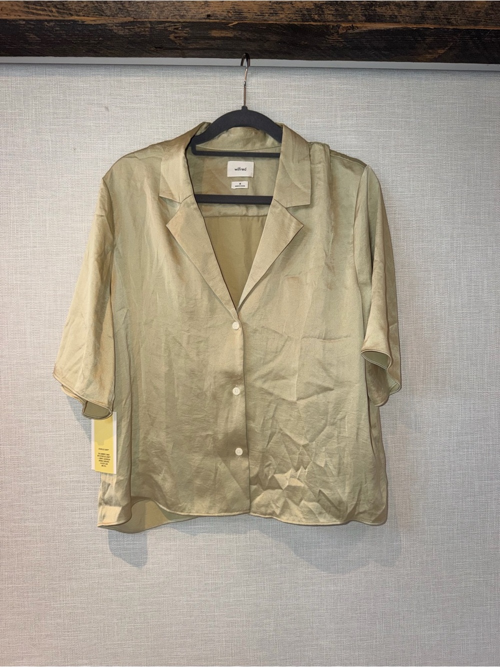 Aritzia Wilfred Beso satin shirt - soft pistachio green